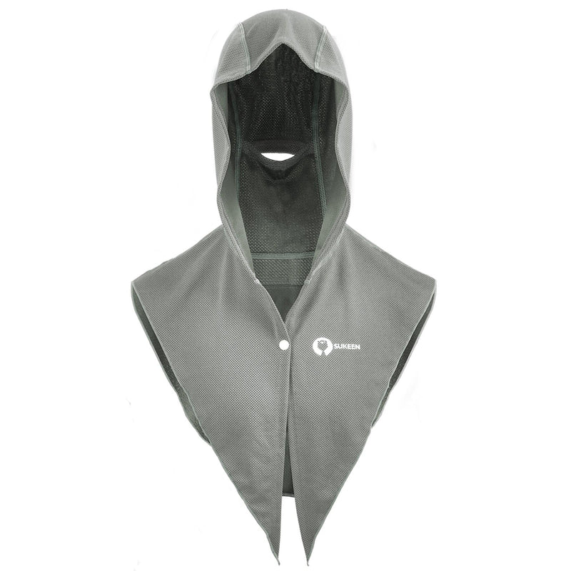 Sukeen Cooling Hoodie Towel UV Protection Cooling Towels for Neck and Face Lightweight Absorbent Cooling Towels for Hot Weather Cooling Neck Wraps for Workout Sports Fitness Gym Light Gray