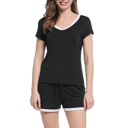 Joyaria Women's Cooling Bamboo Viscose Pajamas Set Short Sleeve V neck | Moisture Wicking, Stay Cool, Lightweight Feel, Pjs for Hot Sleepers