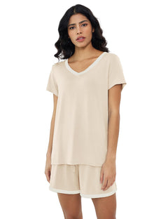 Joyaria Women's Cooling Bamboo Viscose Pajamas Set Short Sleeve V neck | Moisture Wicking, Stay Cool, Lightweight Feel, Pjs for Hot Sleepers