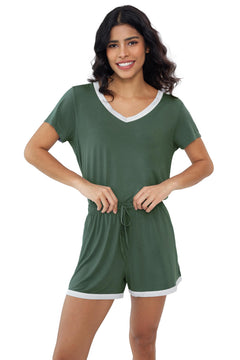 Joyaria Women's Cooling Bamboo Viscose Pajamas Set Short Sleeve V neck | Moisture Wicking, Stay Cool, Lightweight Feel, Pjs for Hot Sleepers