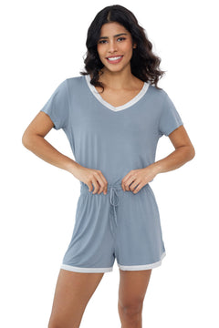 Joyaria Women's Cooling Bamboo Viscose Pajamas Set Short Sleeve V neck | Moisture Wicking, Stay Cool, Lightweight Feel, Pjs for Hot Sleepers