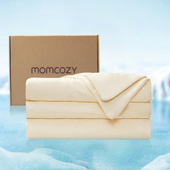 Momcozy Life CoolMurm Cooling Comforter for Hot Sleepers Full/Queen 90"x90" Pregnancy Cooling Blanket All-Season Lightweight Soft Breathable Cooling Quilt Duvet Stay Cool All Night Beige Yellow