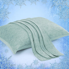 Elegear Cooling Pillow Cases for Hot Sleepers Japanese Q-Max 0.45 Cooling Pillowcases Both Sides[Cooling/Cotton] Breathable Soft Pillowcase for Hair and Skin Set of 2-Green (Queen (20 x 30))