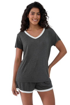 Joyaria Women's Cooling Bamboo Viscose Pajamas Set Short Sleeve V neck | Moisture Wicking, Stay Cool, Lightweight Feel, Pjs for Hot Sleepers