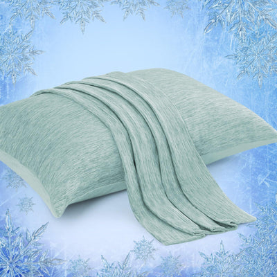 Elegear Cooling Pillow Cases for Hot Sleepers Japanese Q-Max 0.45 Cooling Pillowcases Both Sides[Cooling/Cotton] Breathable Soft Pillowcase for Hair and Skin Set of 2-Green (Queen (20 x 30))