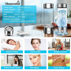 Hydrogen Water Cup - Senior-Friendly One-Button Tech - Healthy hydrogen-infused water is ready in 3 minutes.
