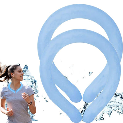 2PCS Neck Cooling Tube with Cold Insulated BagNeck Cooling WrapsReusable Ice Neck Ring Wearable Body Cooling Products for Summer Heat (Blue)