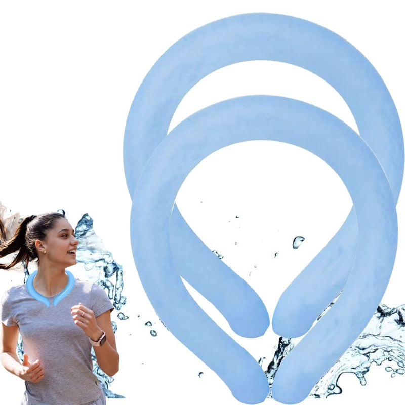 2PCS Neck Cooling Tube with Cold Insulated BagNeck Cooling WrapsReusable Ice Neck Ring Wearable Body Cooling Products for Summer Heat (Blue)
