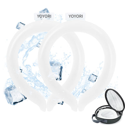2PCS Neck Cooling Tube with Cold Insulated BagNeck Cooling WrapsReusable Ice Neck Ring Wearable Body Cooling Products for Summer Heat (White*2)